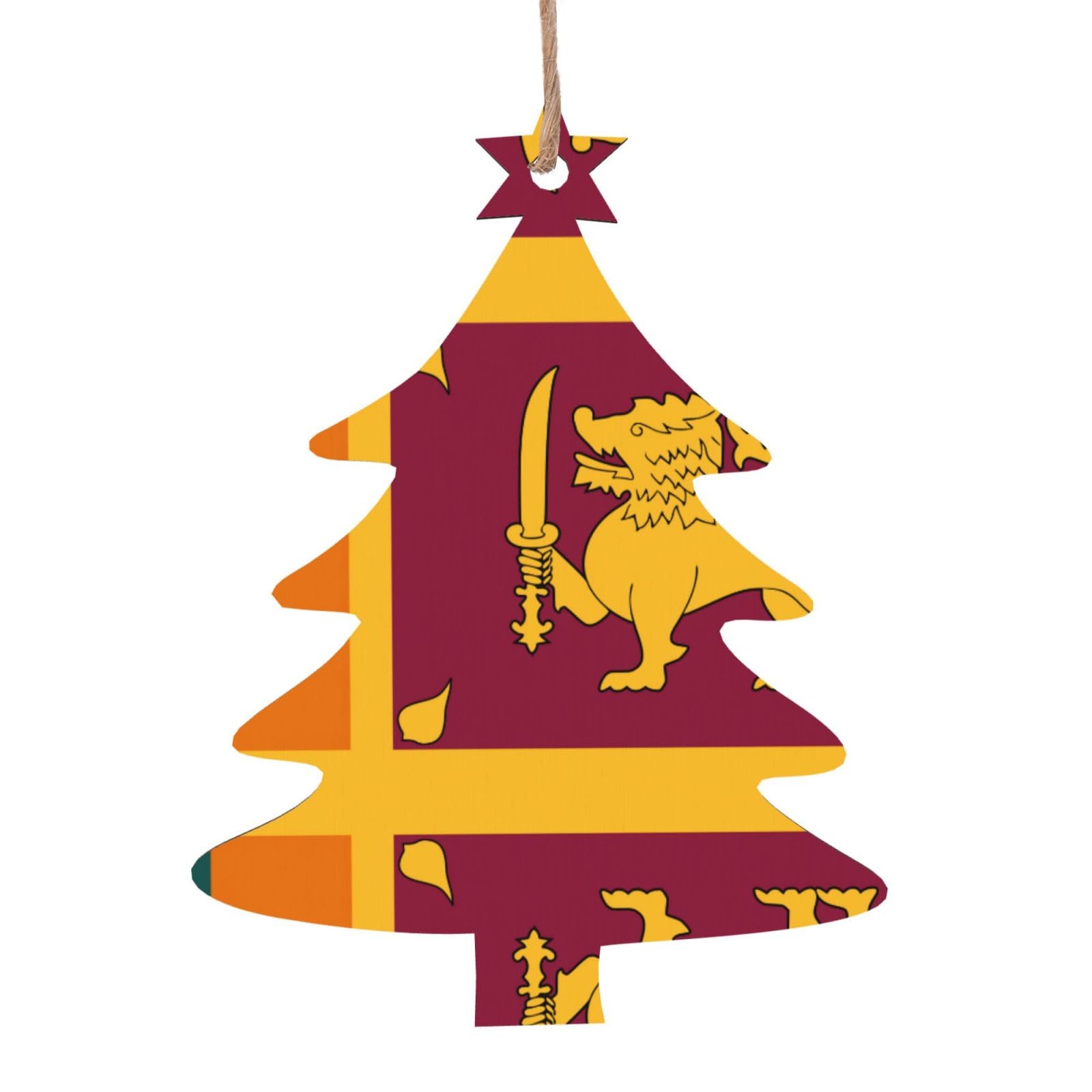 Pidgazdfgv Christmas Tree Shape Sri Lanka Flag Wooden Christmas Ornaments Decoration Christmas Tree Hanging Baubles Pendants Decor Gifts