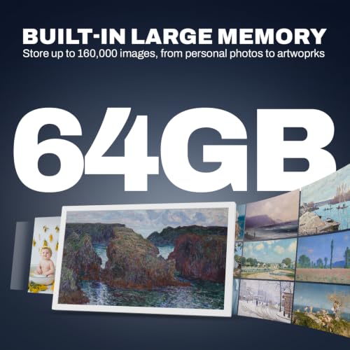 Image of 27 inch Large Digital Picture Frame, 64GB, Anti-Glare Non-Touch, WiFi Wall-Mount Frame for Home /Business, 1920x1080 FHD, Share via App, Email, USB & Micro SD, Remote Included, White