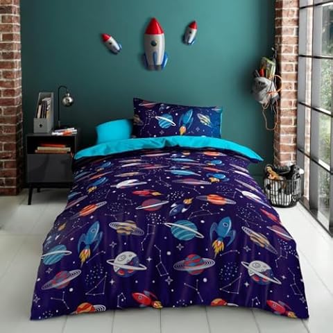 Lions Kids Space Galaxy Duvet Cover Set Cover