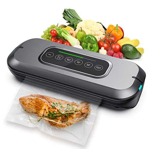 Vakuumiermaschine, Upgraded Food Saver Vakuumiermaschine mit automatischem System und LED-Fortschrittsanzeige, Halten Sie Obst und Gemüse frisch, Vakuumbeutel, Starter-Kits und Cutter enthalten Cover