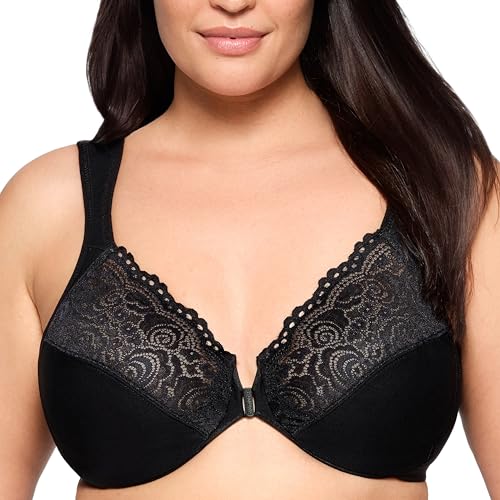 Image of Posture Back Front-Closure Plus Size Wonderwire Lace Bra Underwire #1255