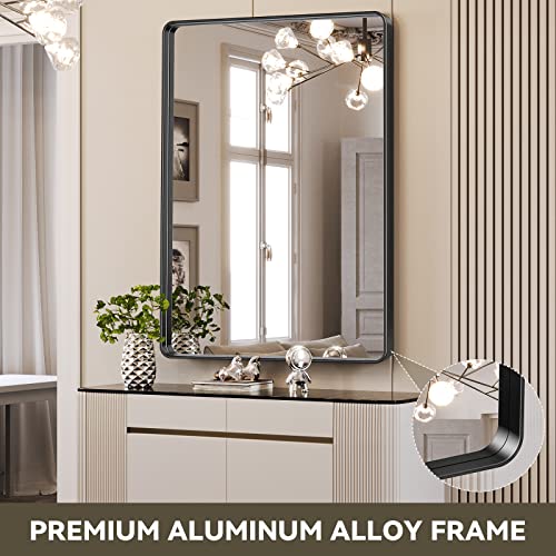 Brightify Black Mirror For Bathroom, 40X30 Bathroom Mirrors For Wall, Black Metal Frame, Aluminum Alloy Rectangular Bathroom Mirrors For Vanity, Over Sink, Farmhouse Mirror. (Horizontal/Vertical) #TOP2