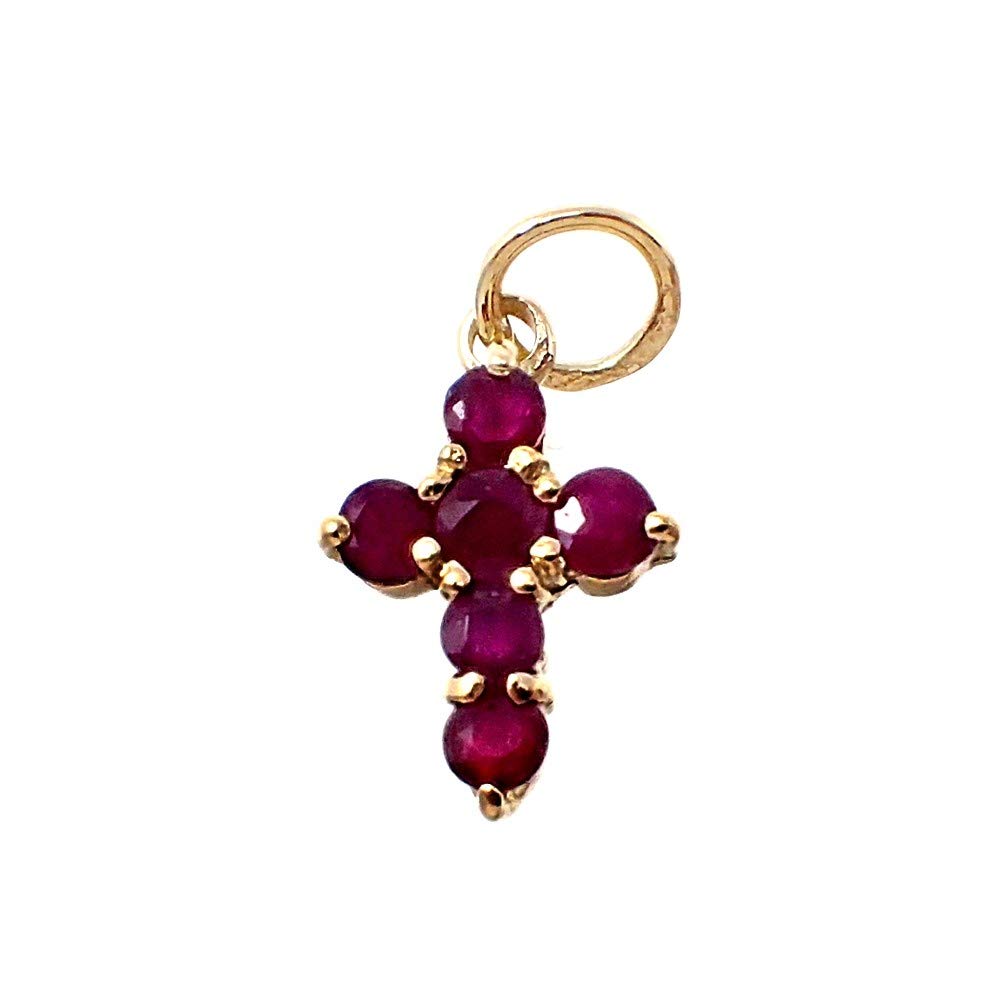 Inmaculada Romero IR 11.3mm 18K Gold Cross Pendant. Genuine Ruby ??Stones Woman