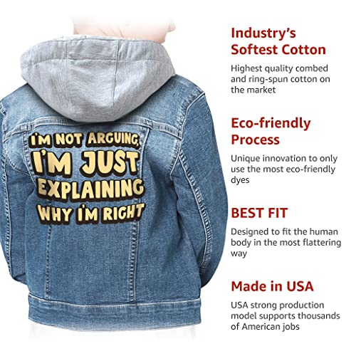 I'm not Arguing Hooded Denim Jacket for Kids - Sarcasm Jean Jacket - Funny Quotes Denim Jacket for Kids3