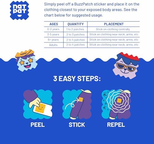 NATPAT Buzz Patch Mosquito Patch Stickers for Kids - Plant Based Ingredients, Non-Toxic - The Original All Natural Citronella Essential Oil Insect Patch, DEET Free, for Toddlers, Kids (48 Pack) — view 3