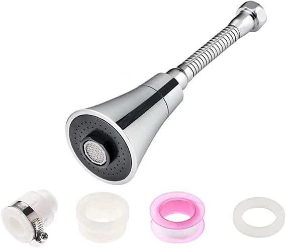 RIVAAN Kitchen Faucet Sprayer Head Replacement, 2 Mode Anti-Splash Tap Booster Shower, Movable Extender for Kitchen Sink Aerators | Flexible Aerator for High Hot and Cold Water Flow (Faucet E)