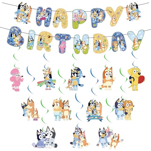 Bly Birthday Banner Happy Birthday Decoration 14PCS Bunting Garland and Hanging Decoration Birthday Banner Theme Kids Banner Party Deco ration for Girls Boys Birth day Party
