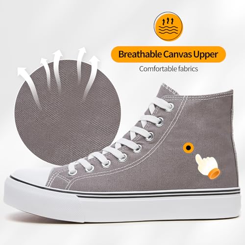 Image of ZGR Womens High Top Canvas Sneakers,Lace-up Canvas Shoes,Casual Tennis Walking Shoes