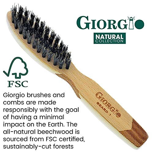 Giorgio G87 2.5 Inch Gentleman's Tokyo Folding Pocket Comb, Flexible Men's Hair, Beard And Mustache Pocket Comb. Hand-Made Of Quality Durable Cellulose Acetate + Gbrd1 6 Inch Beard And Mustache Brush #TOP7