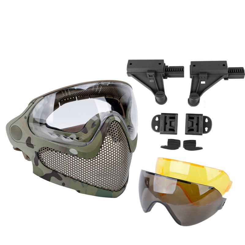 Tactical Fast Helmet Mount PC Mask with Goggles Outdoor Airsoft Paintball Shooting Sports Gear
