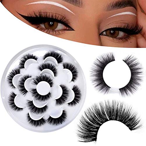 False Eyelashes - Faux Mink Lashes Wispy Lashes 3D Eyelashes Mink Natural Look Full Volume Strips Eyelashes Handmade Reusable Lashes(A63- eye lashes pack)