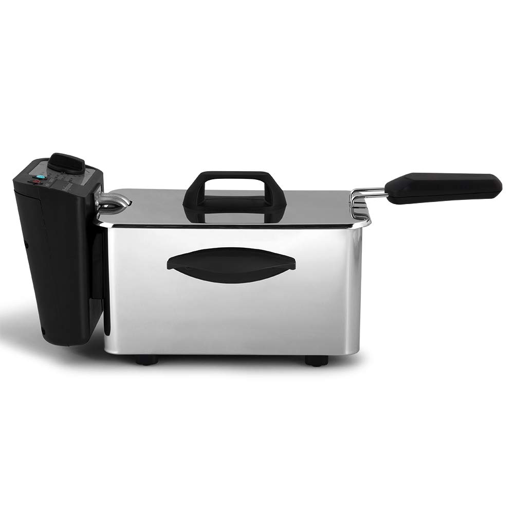 Orbegozo FDR 16, Friggitrice ad olio 1,5 litri, 1500 W, termostato regolabile, facile da pulire, posizione di scarico dell'olio, maniglie laterali cool touch, acciaio inossidabile