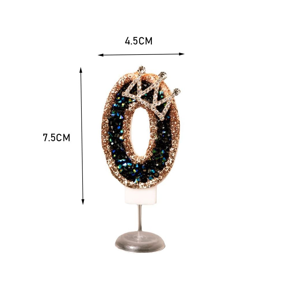 Velas de cumpleaños, 10 unidades, con diamantes negros 3D, decoración para tartas con corona, número de pastel, decoración de tartas, números del 0 al 9, número de cumpleaños, velas digitales
