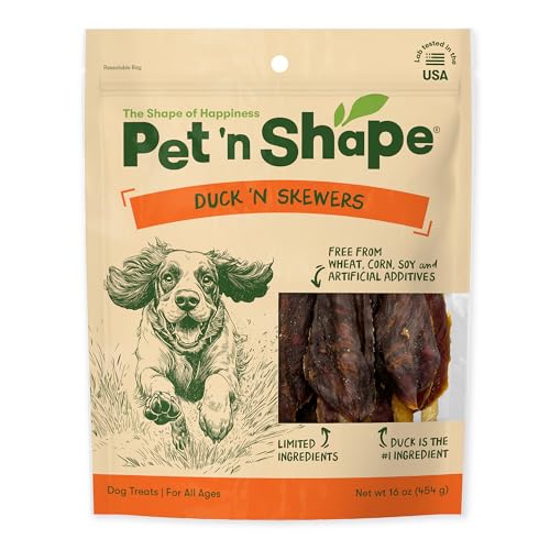 Pet n Shape Chik n Skewers Duck Wrapped Rawhide Chew Dog Treats - 1 Pound