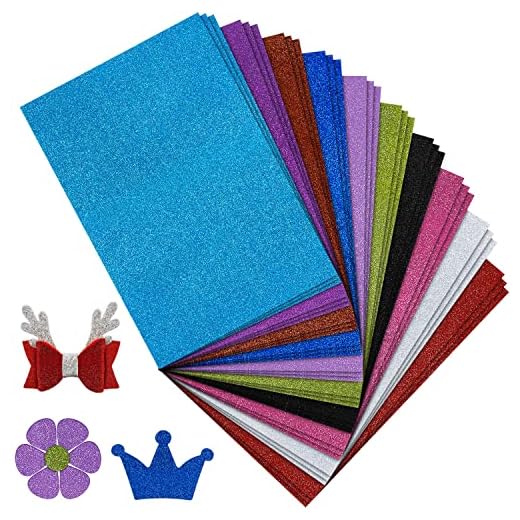 Belle Vous EVA Glitter Skumskivor (30 Pack) - A4 Stora, 2 mm Tjocka Blandade Färger - Självhäftande Skivor för DIY Konst/Hantverk Projekt, Barn Aktiviteter, Klassrum, Klippning, Fester m.m.