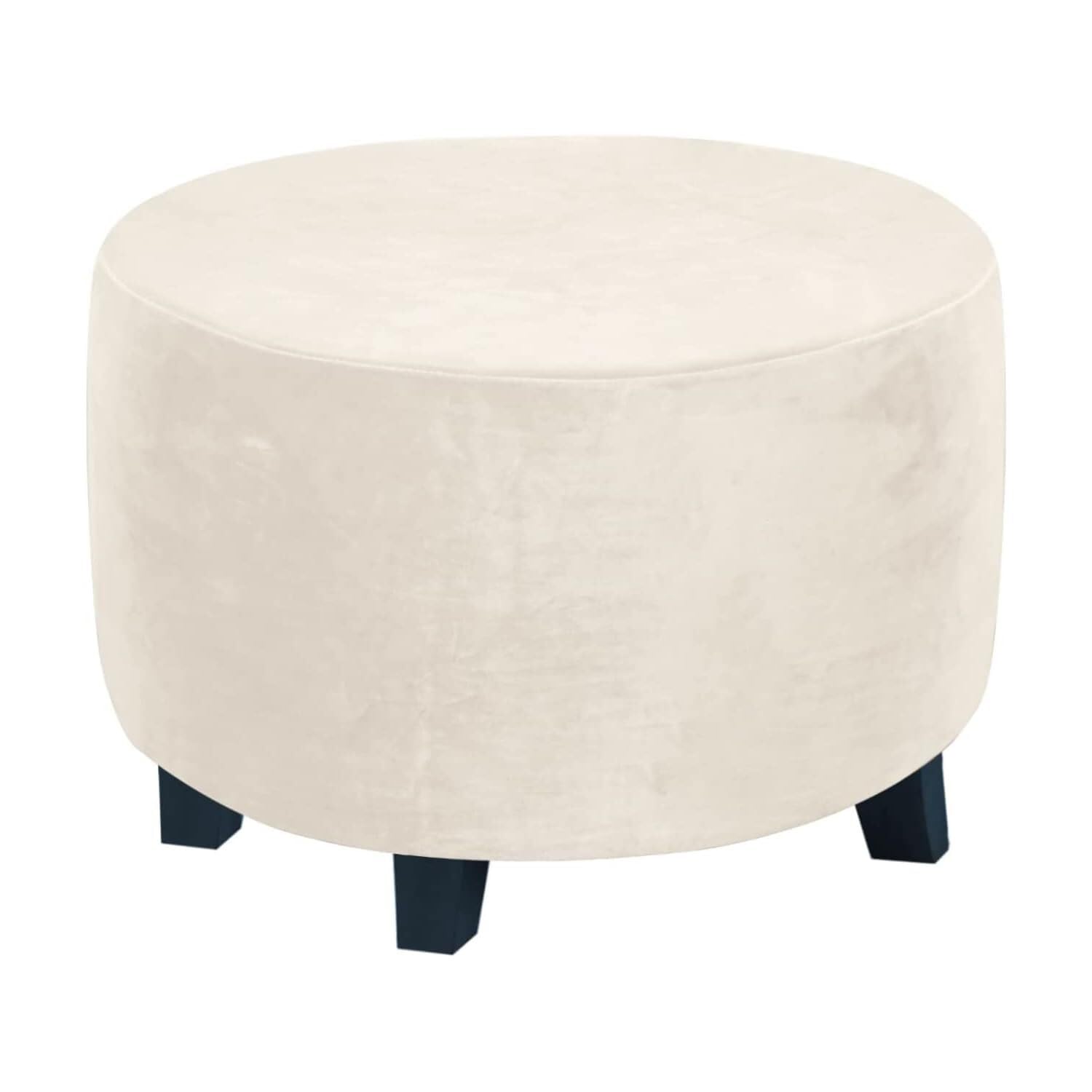 BUAOGDVG Velvet Round Pouf Cover Stretch Ottoman Top Diameter 45/50/60/90cm Footstool Protector(R,Medium)