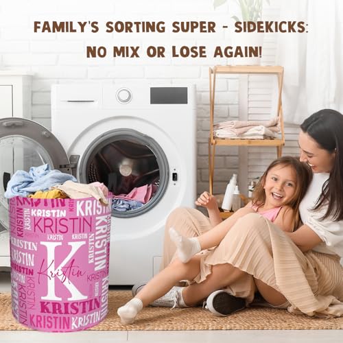 Image of Custom Name Laundry Hamper, Personalized Laundry Basket with Name for Baby Boys Girls, Customized Collapsible Dirty Clothes Hamper Storage with Handles for Bedroom Bathroom Dorm Room Decor