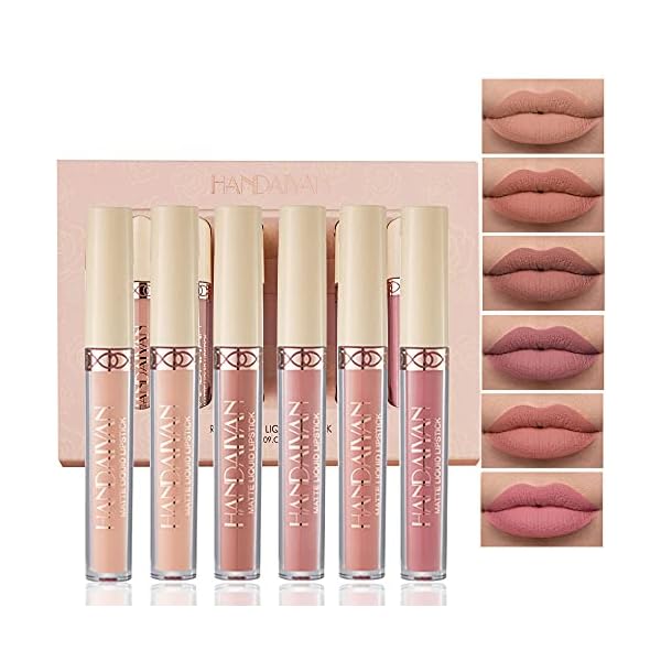 Topcent Matte Liquid Lipstick Sets, 6 Nude Colors Non-stick Cup Not Fade Waterproof Lip Gloss, Long-Lasting Lip Makeup Gift Set for Women, Lip Stains Pack Bundles (SET-B)