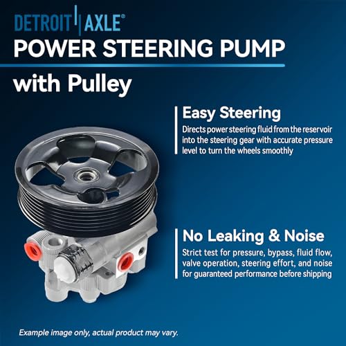 Image of Detroit Axle - Power Steering Pump for Chevy Equinox Traverse GMC Enclave Saturn Outlook Vue Pontiac Torrent Power Steering Pump with Pulley Replacement 96-2403