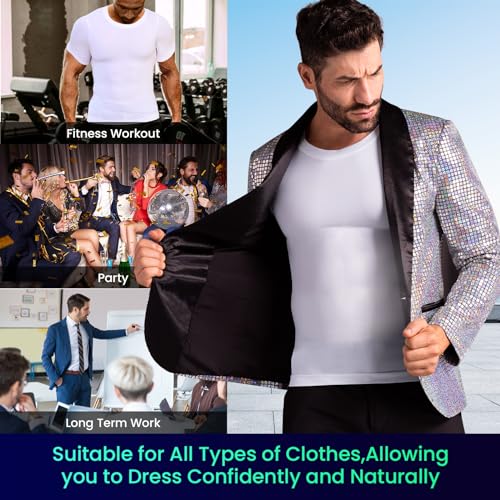 Men's Compression Short Sleeve Shirt Tummy Control Slimming Shapewear Undershirt Workout T-Shirts4