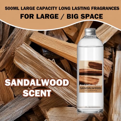Image of SCENTORINI Reed Diffuser Oil Refill, 16.9oz Sandalwood Scent Essential Oil