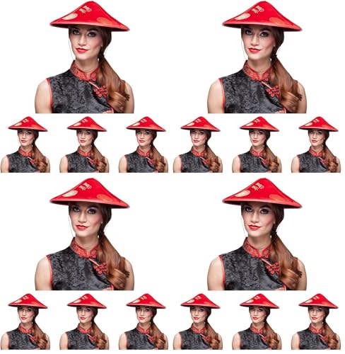 Chapeau chinois rouge de carnaval pour soirée déguisée thème Asie