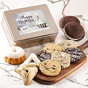 Dulcet Gift Baskets Happy Birthday Tasteful Treats Tin Gift Basket Filled with Gourmet Bakery Goods Ideal Gift Idea for, Wife, Girlfriend, Mom, Daughter, Dad, Son, or Coworker with Prime Delivery