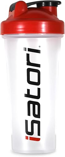 iSatori Clásico que incluye bola de mezcla de alambre de acero inoxidable, 28 onzas (botella transparente con parte superior roja)