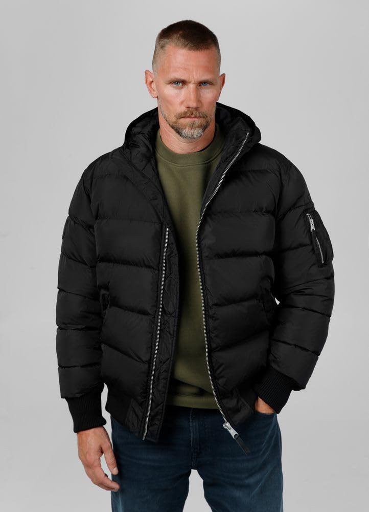 PITBULL - Winterjacke Herren mit Steppung Gopher, Jacke Herren mit Kapuze, Männer Steppjacke, Bequeme Windjacke, Windbreaker mit Reißverschluss, Jacke Winter