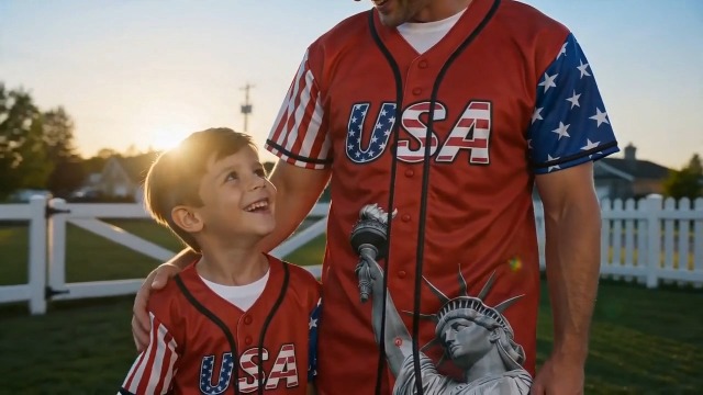 Camiseta de béisbol USA aniversario 250 para hombres, talla Large, color rojo miniatura 7