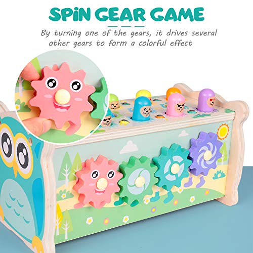rolimate Hammering Pounding Toy Hamster Toy Xylophone Fishing Magnet Game, Montessori Early Educational Fine Motor Skill Toy , Best Birthday Gift for 3 4 5+ Years Boys Girls (2 Hammers Included)