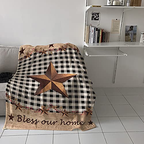 Plush-Fuzzy-Fleece-Lightweight-Throw-Blanket-Western-Texas-Star-and-Primitive-Berries-Country-Wooden-Plank-Super-Soft-Reversible-Microfiber-Flannel-Blankets-for-Couch-Bed-Sofa-39×49 Plush Fuzzy Fleece Lightweight Throw Blanket Western Texas Star and Primitive Berries Country Wooden Plank Super Soft Reversible Microfiber Flannel Blankets for Couch Bed Sofa 39×49