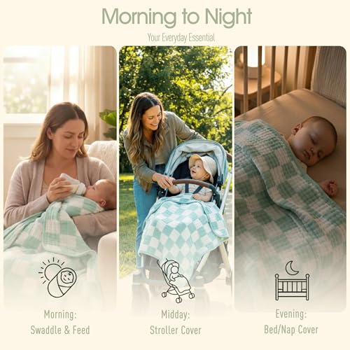 Image of Ultra Soft Muslin Baby Blanket, A Versatile Swaddle and Bed Blanket for Babies, Toddlers, Boys, and Girls (1 Pack).