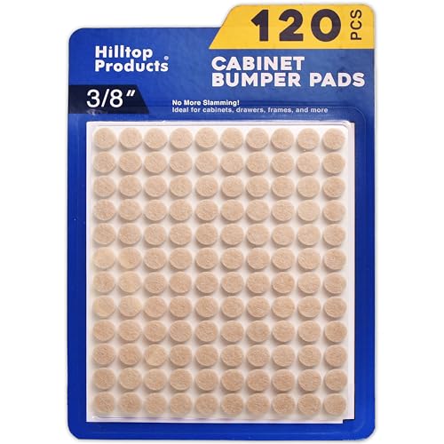 120 Pack Small 3/8 Felt Cabinet Bumpers Door Felt Pads for Cabinet Doors & Drawers Furniture Surface Protectors (Ivory)