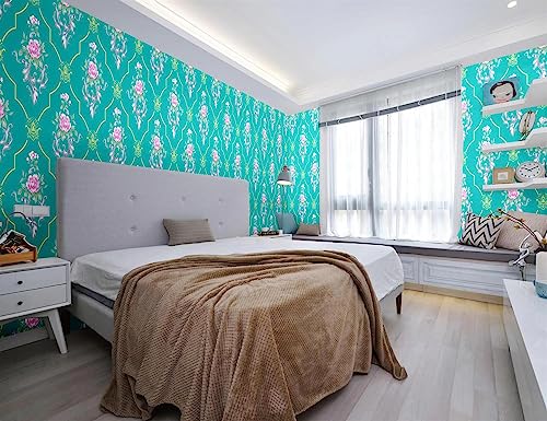 Image of NANA's Collections Green Floral Bundle Design Wallpaper - Self-Adhesive Waterproof Peel & Stick Wall Paper for Living Room, Bedroom, Kitchen - 45cm x 200cm Roll