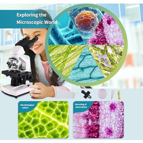 Image of Microscope for Adults WF10x and WF25x eyepieces, 40X-2000X Magnification USB Camera, Microscope for Adults Suitable for Laboratory School (Large Model Binocular Electronic Eyepiece)