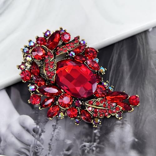 Image of Rhinestone Flower Statement Brooch Pin Accessory Jewelry for Women