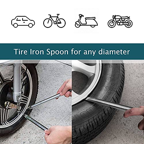 Tire Iron Spoons Changing Tire Lever Bar Set Repair Tool Kit Tyre Changer Remover Heavy Duty Metal Steel for Motorcycle Bike Scooter Bicycle Mower (2pc 11.7 INCH) - Image 4