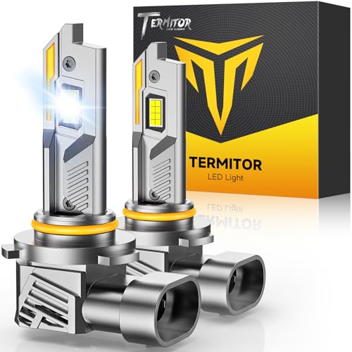 Termitor 9005/HB3 Light Bulbs, [ Latest & Upgraded ] 40,000LM 10X Ultra-Brightness, Real 1:1 Mini Size Direct Replacement H11/H16 Fog Light Bulbs, 6500K Cool White IP68, Plug and Play, Pack of 2
