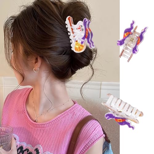 Pinza para cabello de Halloween NEWSPIED con diseño de fantasma y bruja, sujetador antideslizante para cabello grueso y fino, mediana, 1 pieza miniatura 4