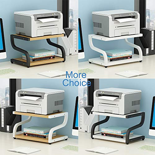 PUNCIA Office Desktop Laser Multifunction Printer Copier Scanner Shelf Stand Rack with Anti - Skid Pads for Desktop Organizer Storage Shelf Double Tier Tray for Microwave Oven Potted Plants(Brown) - Thumbnail 2