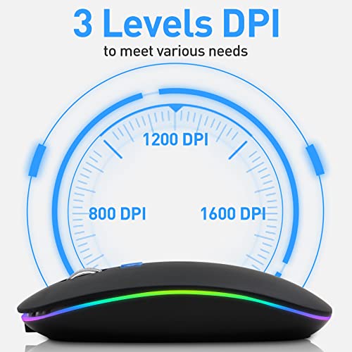 VEGCOO Mouse wireless ricaricabile, mouse per