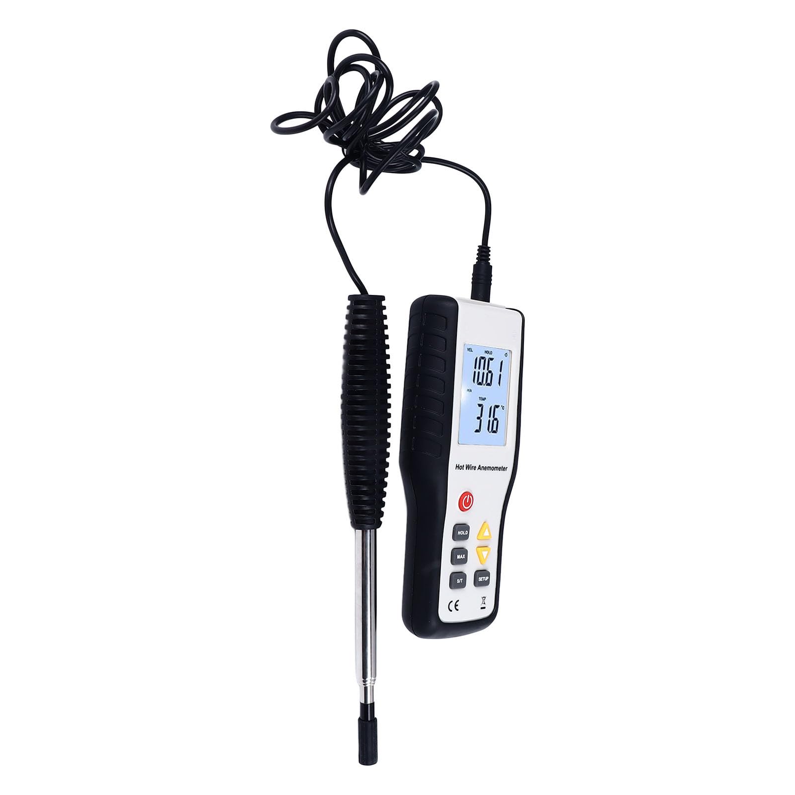 Anemómetro térmico Pantalla LCD de alta sensibilidad Medidor de velocidad del viento con medición de temperatura para monitoreo de energía eólica en alta mar y conductos de
