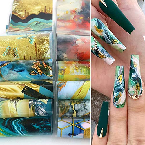 Marble Nail Art Foils Transfer Stickers Nail Art Supplies Foil Transfers Decals Marble Nail Foil Adhesive Sticker Starry Sky Paper For Women Girls Nail Art Decoration Diy Manicure Design #TOP29