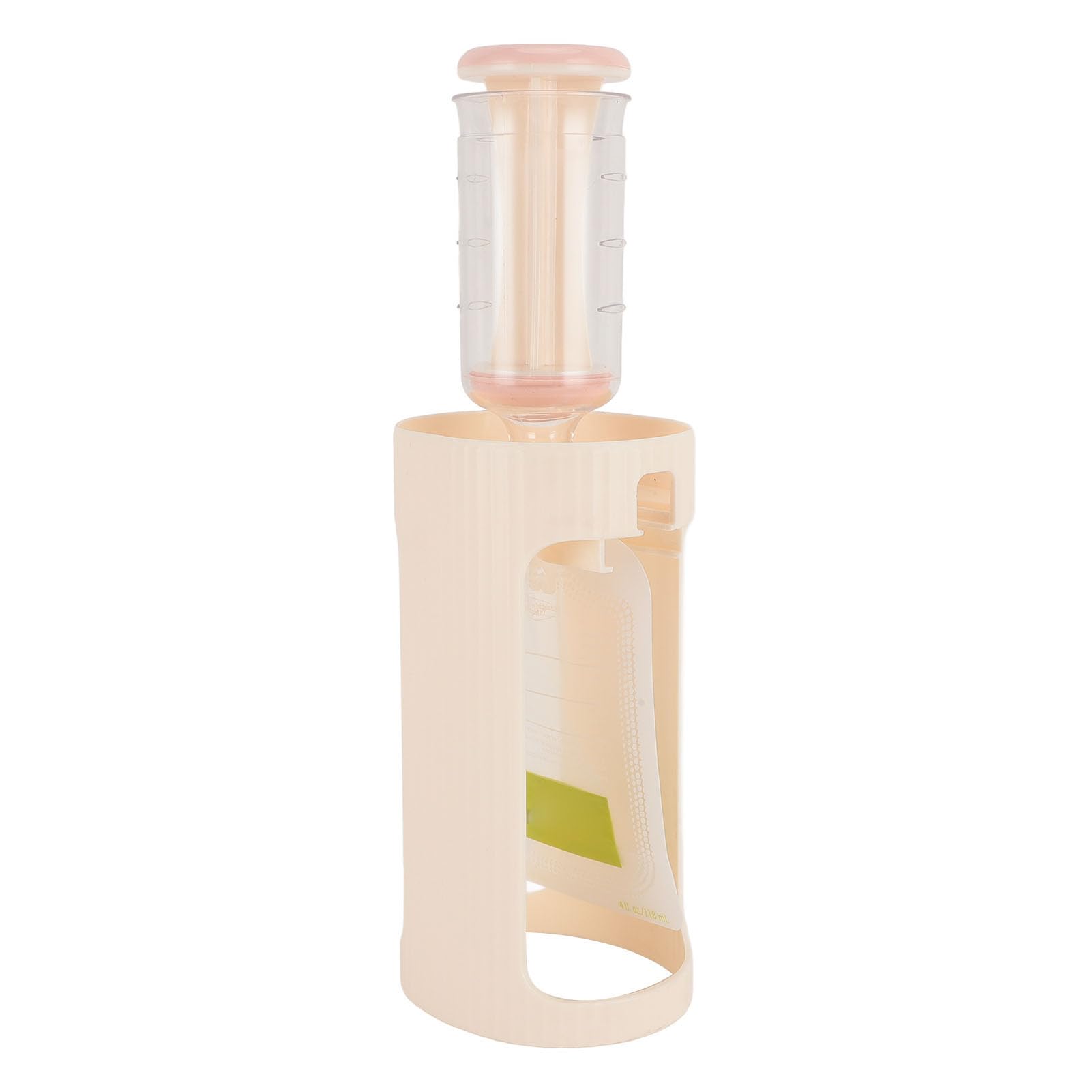 Baby Food Pouch Filling Squeeze Station for Homemade Purees with 10pcs 118ml Pouches - Plastic Fruit Puree Maker (Beige)