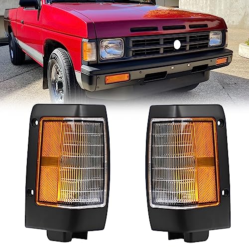 KAKSEY Side Marker Turn Signal Parking Light Assembly Compatible with Nissan Pickup D21 1990 1991 1992 1993 1994 1995 1996 1997 Black Trim (1 Pair, Black)
