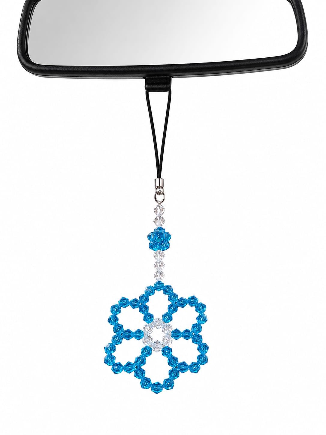 Handmade Crystal Beaded Phone Charm, Blue Flower, for Phones, Bags and Keys, 4.5 cm, Sparkling Aesthetic Strap-image-19