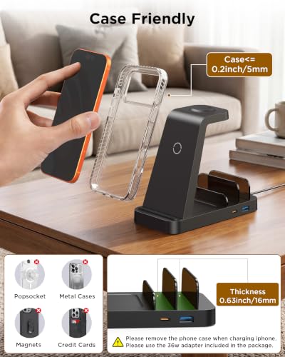 GAUOLN 5-in-1 Wireless Charging Station (36W) – iPhone + Watch + AirPods Dock — view 6