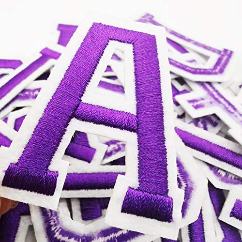 Letter Iron On Patches Sew On Appliques Name Diy Craft Badges With Ironed Adhesive Purple Embroidered Decorative Repair Patches For Shoes Hat Bag Clothing(26 Pcs Alphabet Letters) #TOP1