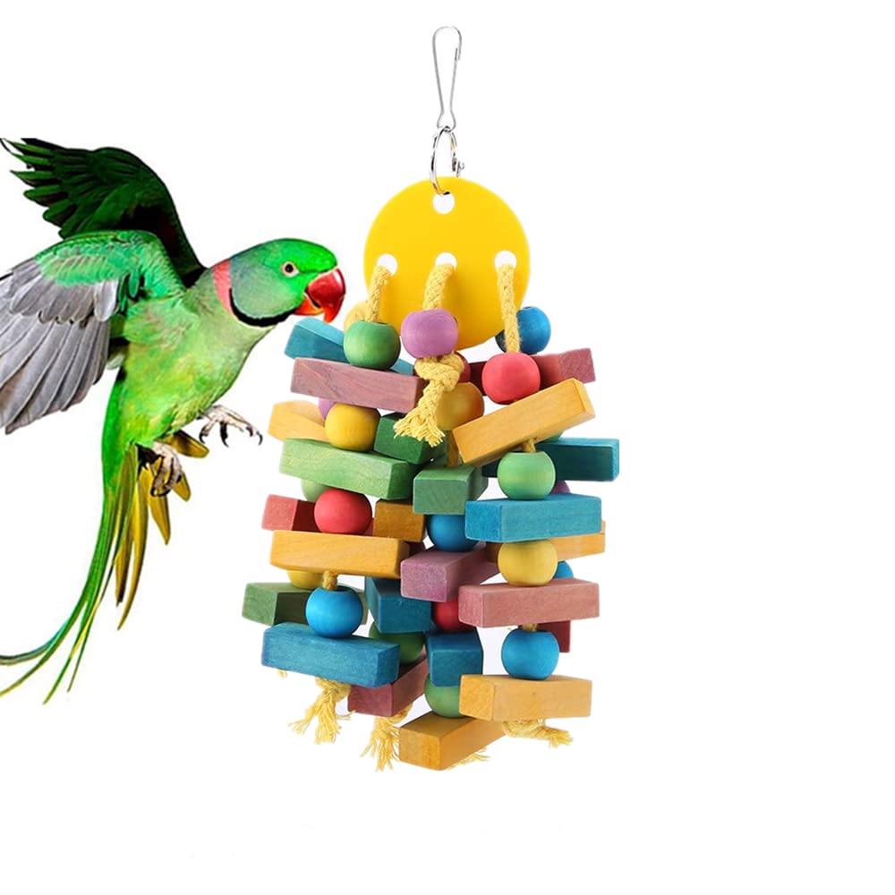 Juguete para Masticar pájaros, Juguetes Colgantes para Loros y pájaros Columpios Bloques de Madera Multicolores Juguetes para desgarrar Jaula para pájaros Juguetes para morder para pájaros Loros